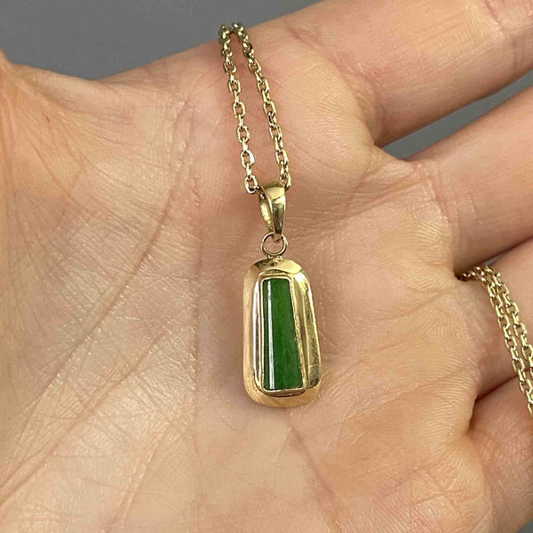 14K Gold Geometric Jade Pendant Necklace - Boylerpf