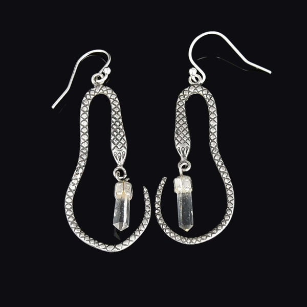 Vintage Crystal Dangle Sterling Silver Snake Earrings - Boylerpf