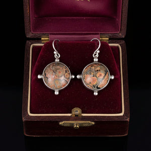 Antique Victorian Scottish Lace Agate Drop Earrings Sterling Silver - Boylerpf
