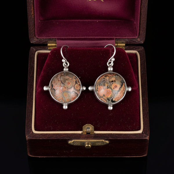 Antique Victorian Scottish Lace Agate Drop Earrings Sterling Silver - Boylerpf