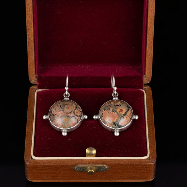 Antique Victorian Scottish Lace Agate Drop Earrings Sterling Silver - Boylerpf