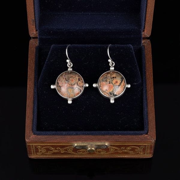 Antique Victorian Scottish Lace Agate Drop Earrings Sterling Silver - Boylerpf