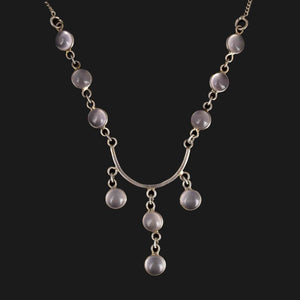 Art Deco Style Sterling Silver Moonstone Drop Necklace - Boylerpf