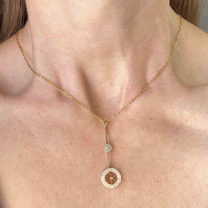 Antique 14K Gold Diamond Seed Pearl Lavaliere Necklace - Boylerpf