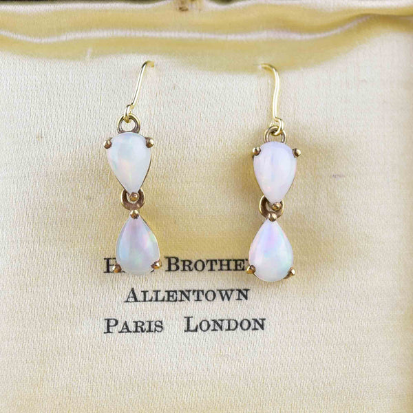 Vintage Gold Pear Cut Opal Earrings - Boylerpf