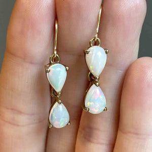 Vintage Gold Pear Cut Opal Earrings - Boylerpf