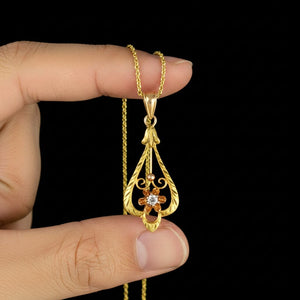 ON HOLD Antique Diamond Buttercup Necklace in 10K Gold - Boylerpf