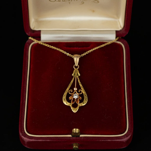 ON HOLD Antique Diamond Buttercup Necklace in 10K Gold - Boylerpf
