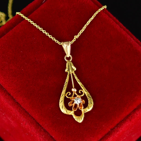 ON HOLD Antique Diamond Buttercup Necklace in 10K Gold - Boylerpf