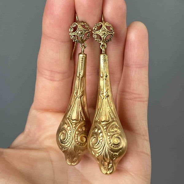Vintage Art Nouveau Style Serpentine Chandelier Earrings - Boylerpf
