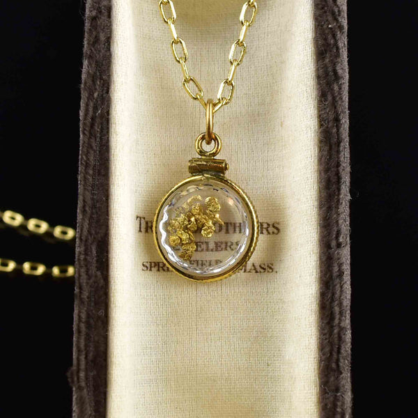 Vintage 22K Gold Nugget Shaker Pendant Necklace - Boylerpf