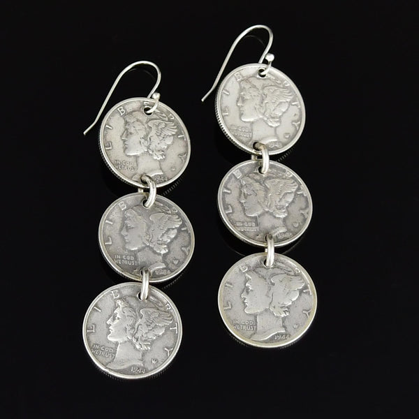 Vintage American Mercury 1944 Dime Earrings