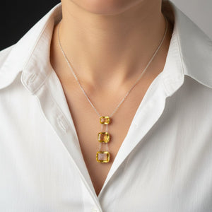 Art Deco Sterling Silver Citrine Necklace - Boylerpf