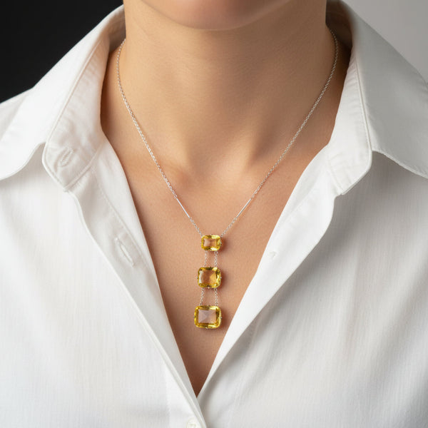 Art Deco Sterling Silver Citrine Necklace