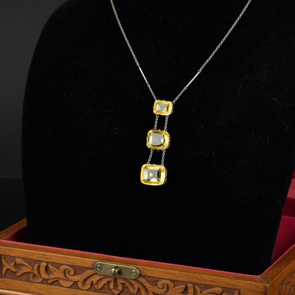 Art Deco Sterling Silver Citrine Necklace