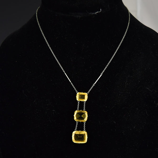 Art Deco Sterling Silver Citrine Necklace