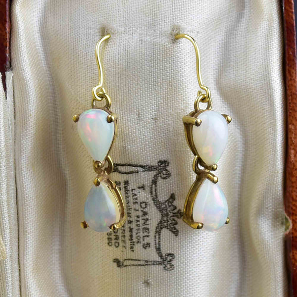 Vintage Gold Pear Cut Opal Earrings - Boylerpf