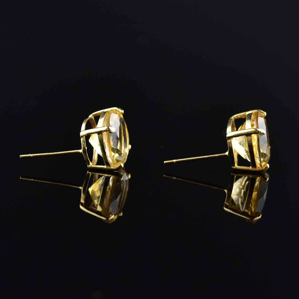 Vintage 7 CTW Citrine Stud Earrings in 14K Gold - Boylerpf