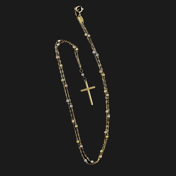 Tritone 14K Solid Gold Cross Pendant Necklace - Boylerpf