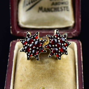 Vintage Garnet Flower Cluster Stud Earrings - Boylerpf