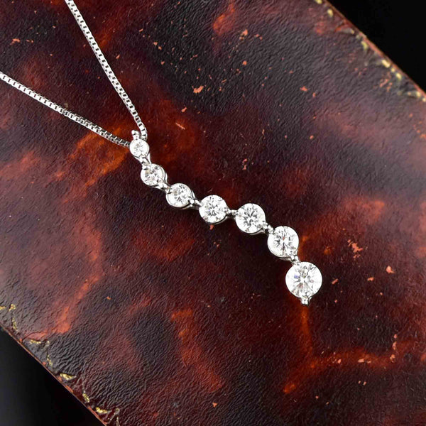 14K White Gold Diamond Journey Pendant Necklace - Boylerpf