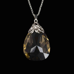 Silver Arts and Crafts 92 CTW Smoky Quartz Pendant Necklace - Boylerpf