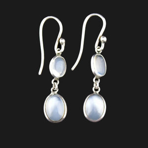 Vintage Moonstone Cabochon Earrings in Silver - Boylerpf