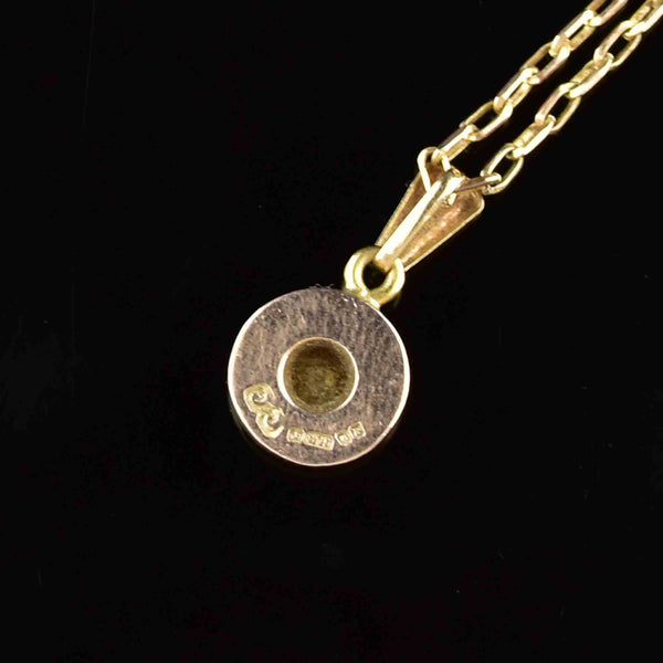 Vintage Solid 9K Gold Diamond Solitaire Pendant Necklace - Boylerpf