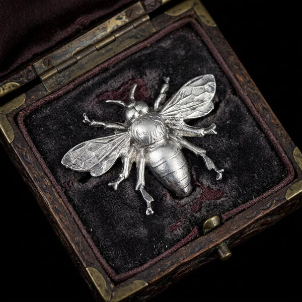 Vintage Flying Bee Sterling Silver Brooch