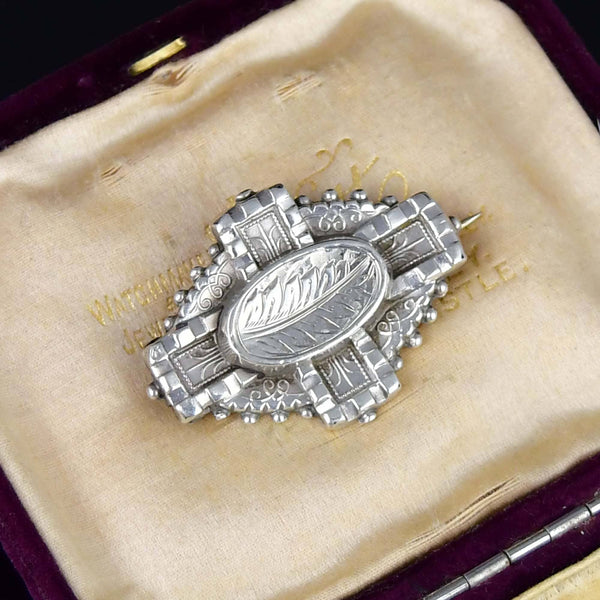 Antique Silver Victorian Palm Frond Brooch