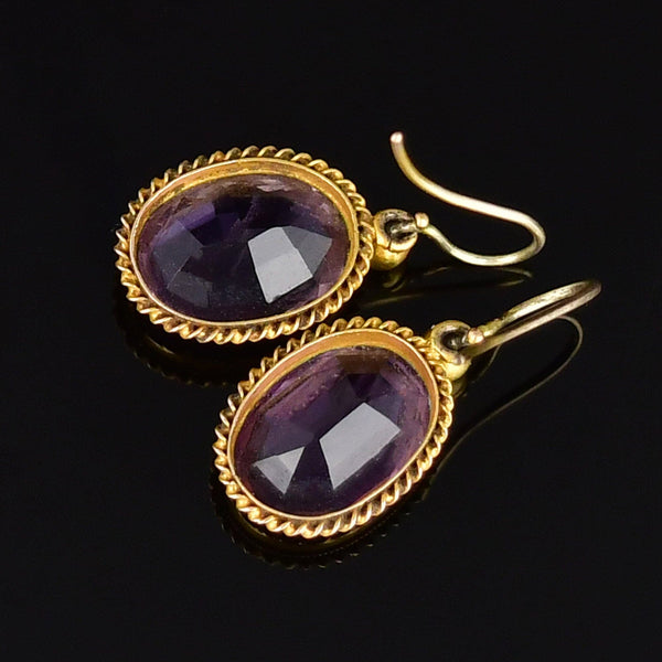 Antique Victorian Gold 7.5 Carat Amethyst Drop Earrings - Boylerpf