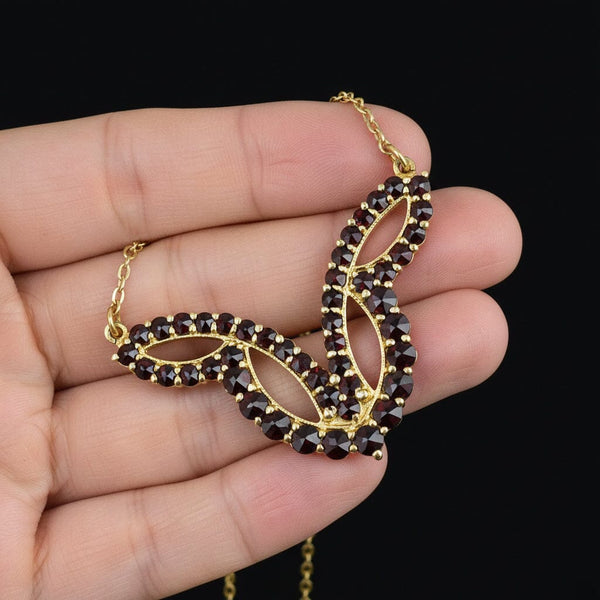 Antique Geometric Rose Cut Garnet Necklace