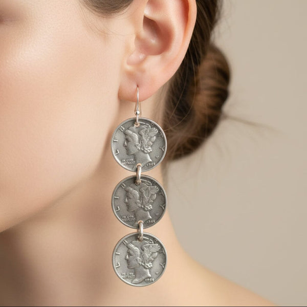Vintage American Mercury 1944 Dime Earrings