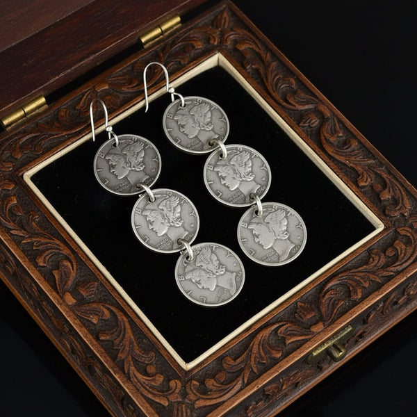 Vintage American Mercury 1944 Dime Earrings