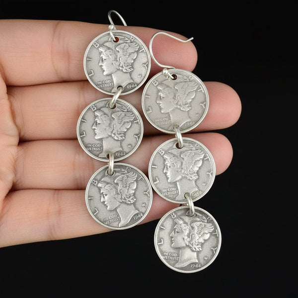 Vintage American Mercury 1944 Dime Earrings