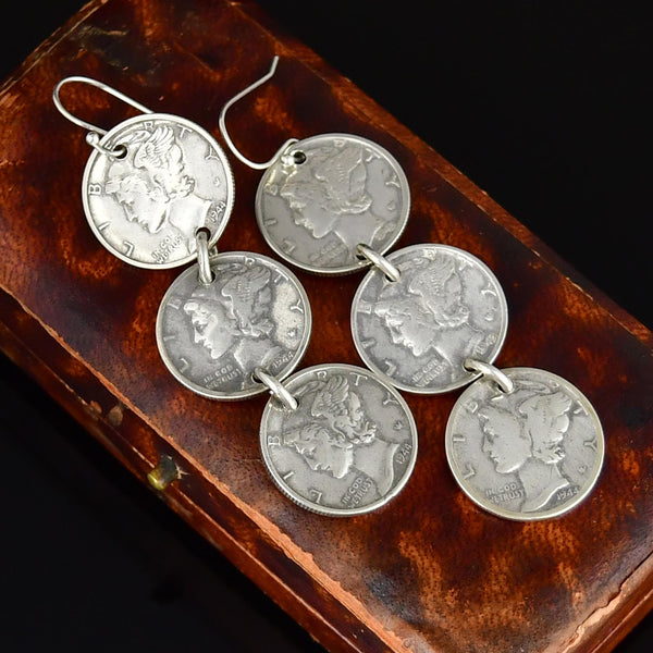 Vintage American Mercury 1944 Dime Earrings