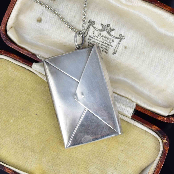 Antique Edwardian Solid Silver Stamp Holder Fob Pendant Necklace - Boylerpf