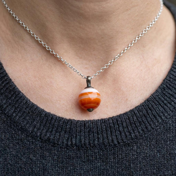 Antique Victorian Sterling Silver Banded Agate Pendant