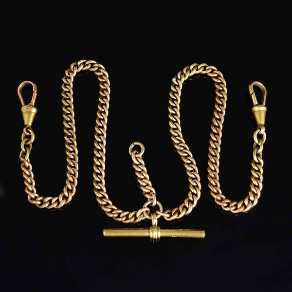 Antique Victorian Curb Link Double Albert Watch Chain Necklace - Boylerpf