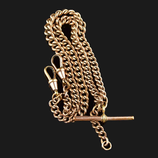 Vintage Rolled Gold Double Albert Watch Chain Necklace - Boylerpf