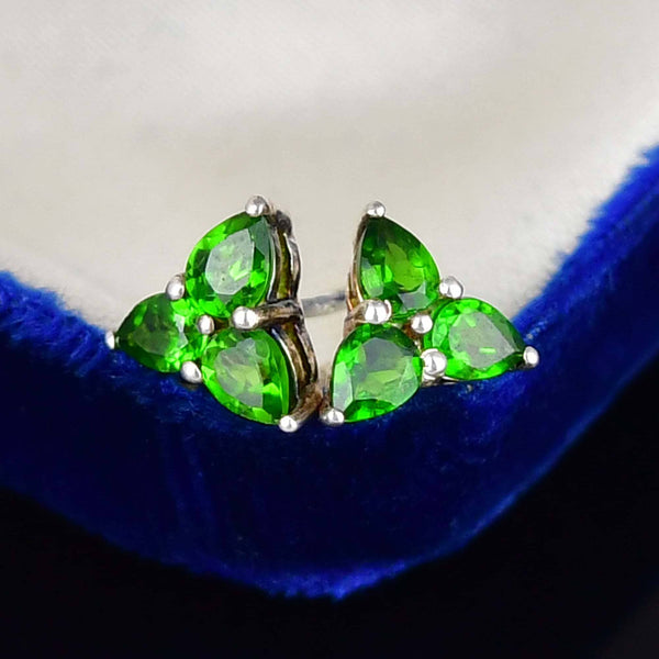 Vintage Sterling Silver Chrome Diopside Stud Earrings