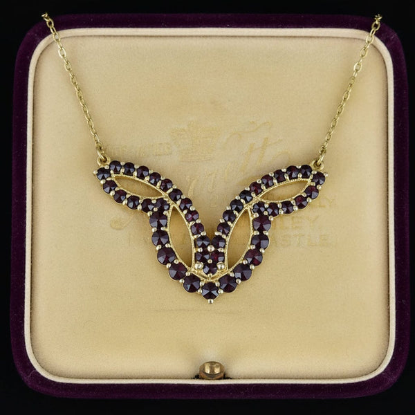 Antique Geometric Rose Cut Garnet Necklace
