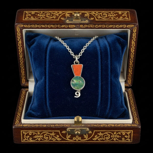 Antique Silver Bloodstone Jasper Thistle Charm Necklace - Boylerpf