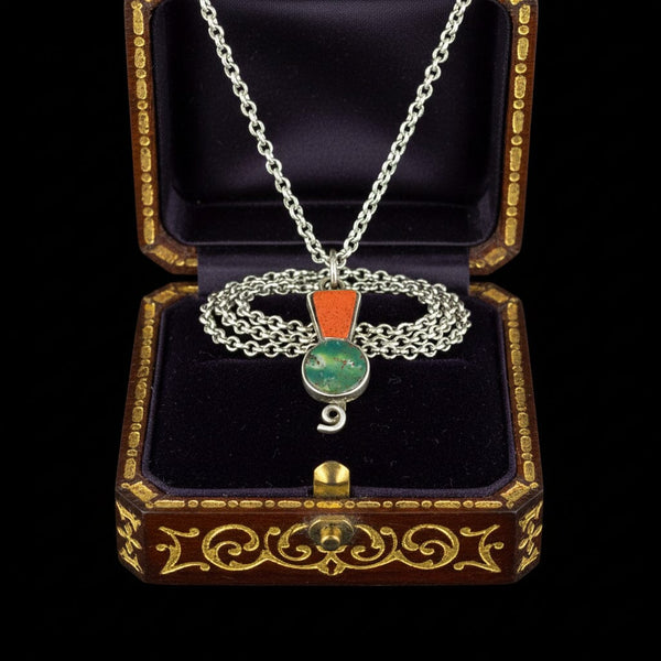 Antique Silver Bloodstone Jasper Thistle Charm Necklace - Boylerpf