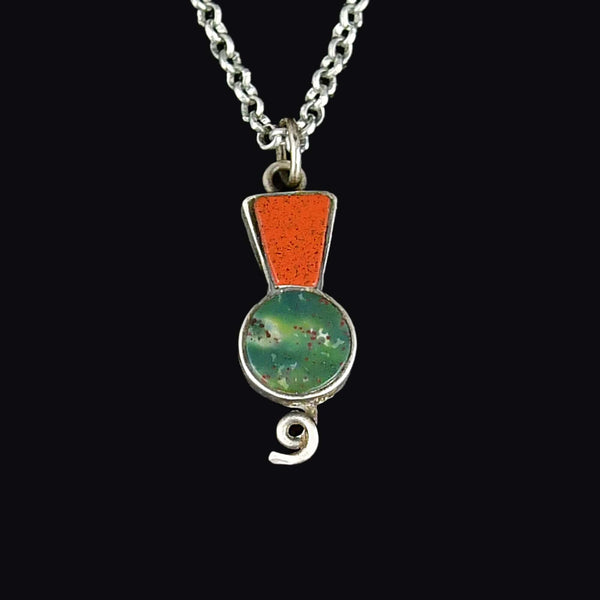 Antique Silver Bloodstone Jasper Thistle Charm Necklace - Boylerpf