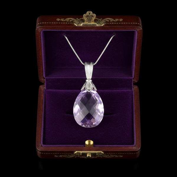 Vintage Amethyst 9K White Gold Pendant - Boylerpf