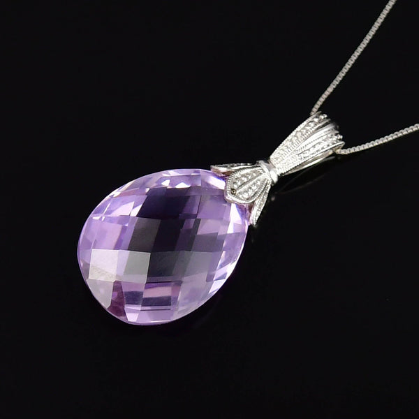 Vintage Amethyst 9K White Gold Pendant - Boylerpf