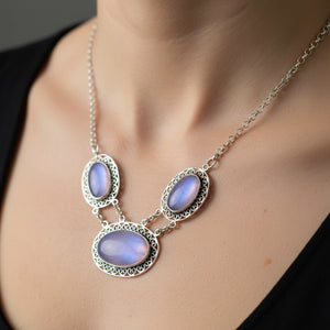 Vintage Silver Cabochon Jelly Opal Necklace - Boylerpf
