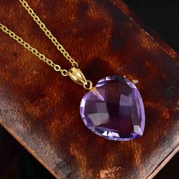 18K Gold Faceted Amethyst Heart Pendant Necklace - Boylerpf