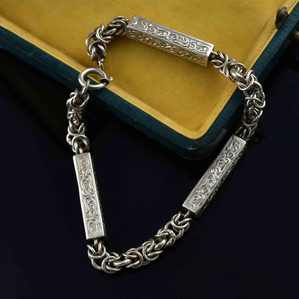 Antique Victorian Silver Albert Chain Bracelet - Boylerpf